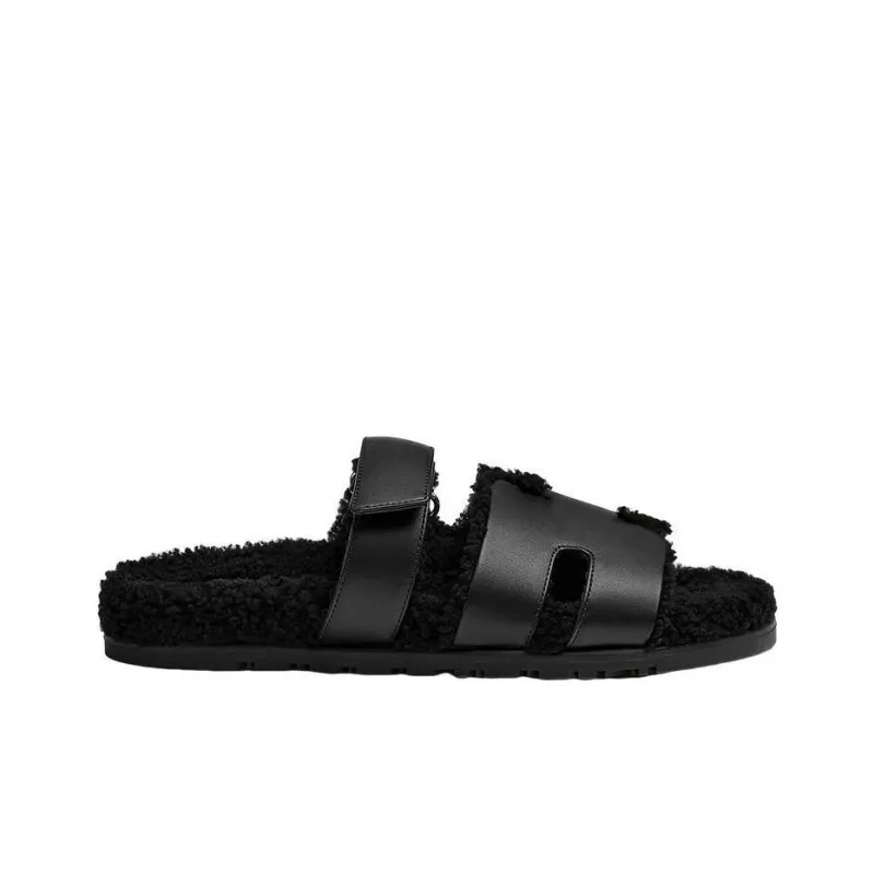 HERMES Chypre Noir Calkskin Wool Men's-1
