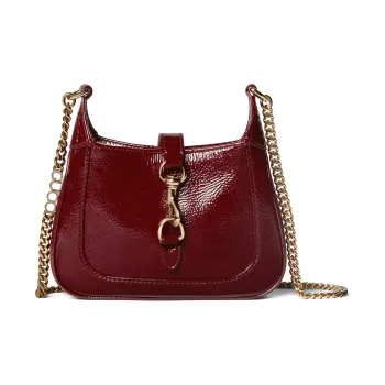 GUCCI Rosso Ancora Patent Leather Crossbody Bag Shoulder Bag Women's Burgundy