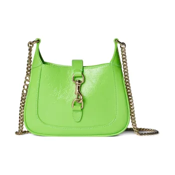 GUCCI Patent Leather Crossbody Bag Shoulder Bag Women's Electric Glow Green