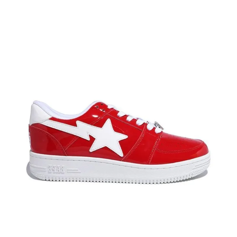 A BATHING APE STA Low Stylish Skateboarding Shoes Men's Red White-1