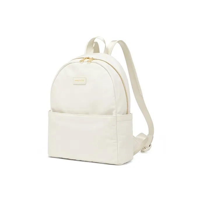 MAKEUP KITTEN Nylon Fabric Backpack Regular Unisex Ecru-1