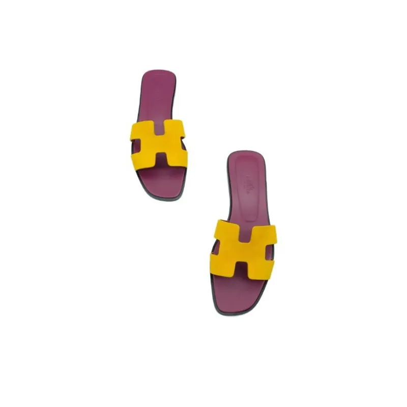 HERMES Oran Stylish Sandals Women's Yellow-4