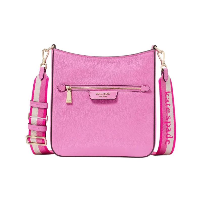 Kate Spade Hudson Litchi Grain Leather Messenger Bag Shoulder Bag Crossbody Bag Women's Purple Coneflower-0