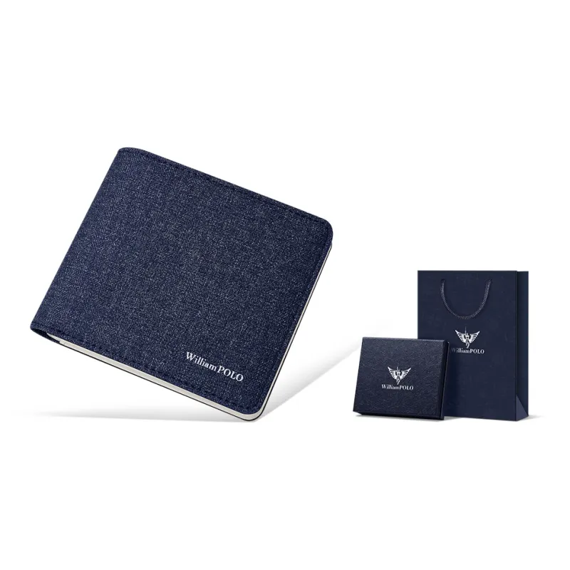 WilliamPOLO Canvas Wallet Regular Men's Black/Blue-3