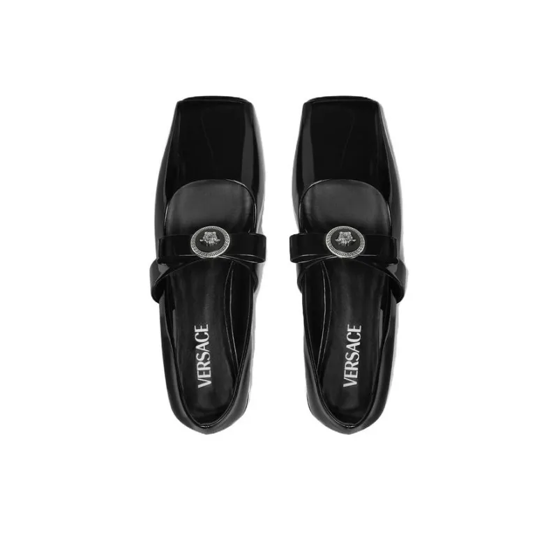 VERSACE Medusa-head Leather Ballerina Shoes-3