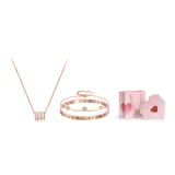 Roman Numeral Small Round Pendant Clothing Sets (Rose Gold)+Valentine's Day Box