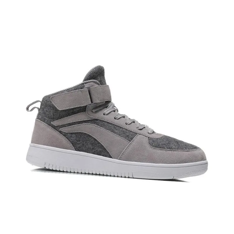 LiNing Knight Anti Slip Wear Resistant Mid Top Skateboard Shoes Men's Gray-1