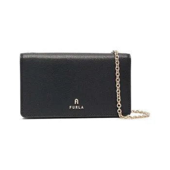 Furla Calfskin Shoulder Bag Crossbody Bag Wallet Women's Black