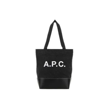 A.P.C Fabric Leather One Shoulder Handbags Small Size Men's Black
