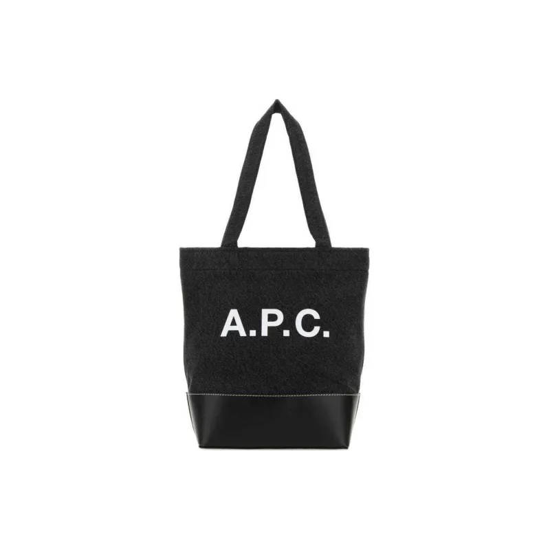 A.P.C Fabric Leather One Shoulder Handbags Small Size Men's Black-0