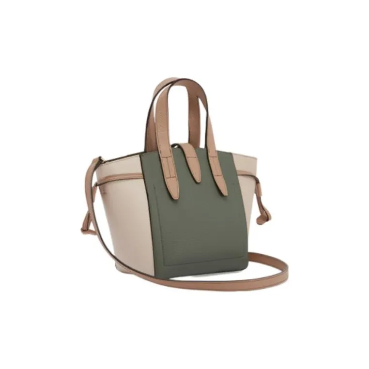 Furla Net Collection Leather Tote Bag Portable Crossbody Bag Shoulder Bag Mini Women's Olive Green With Taupe Accents-2