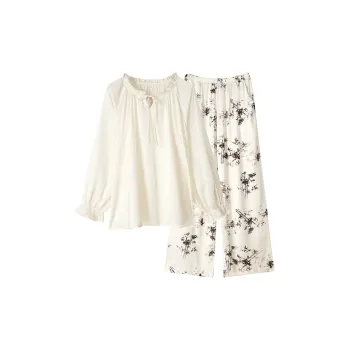 Same Language Pajama Set Women's Diamond White Ink Bamboo