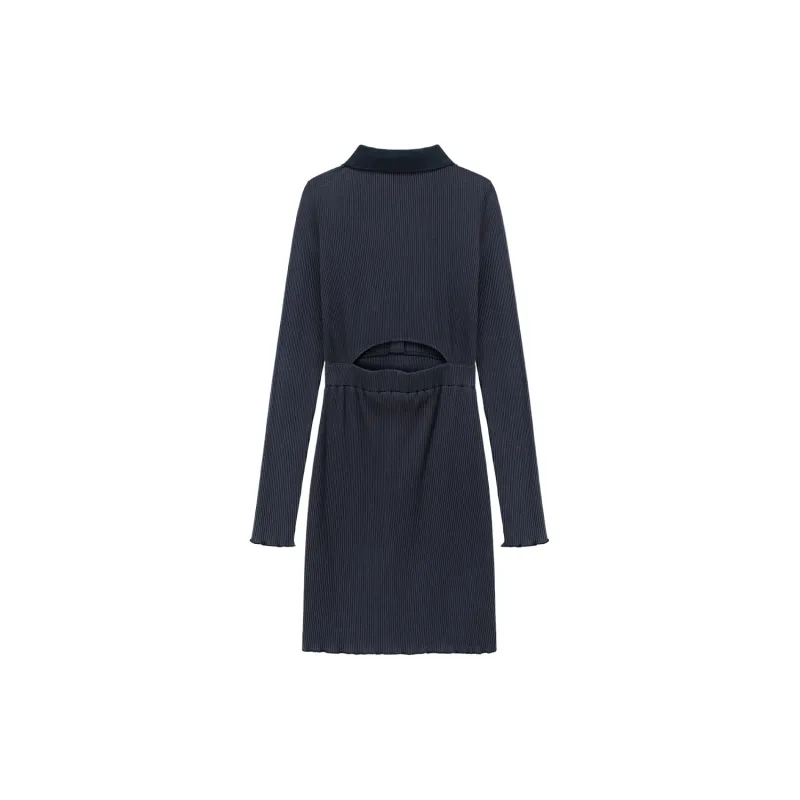 CHUU Long Sleeved Dresses Women's Navy Blue-1