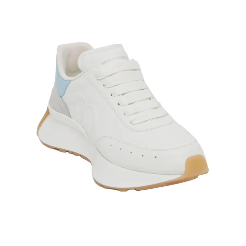 Alexander McQueen Sprint Runner Low Top Casual Shoes Women's White Blue-1