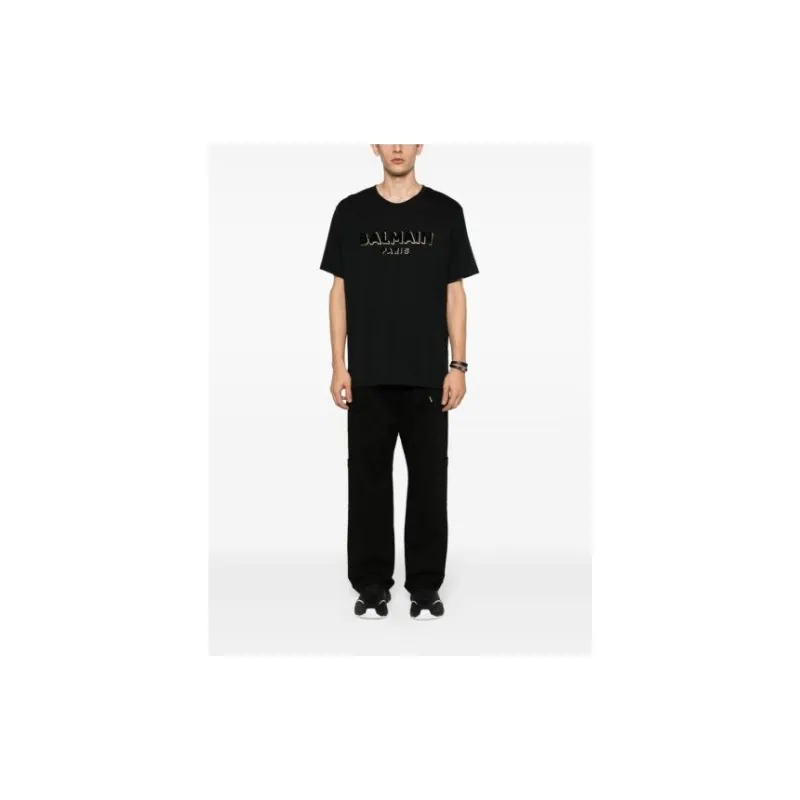 BALMAIN Logo Printed Crewneck T Shirt-3