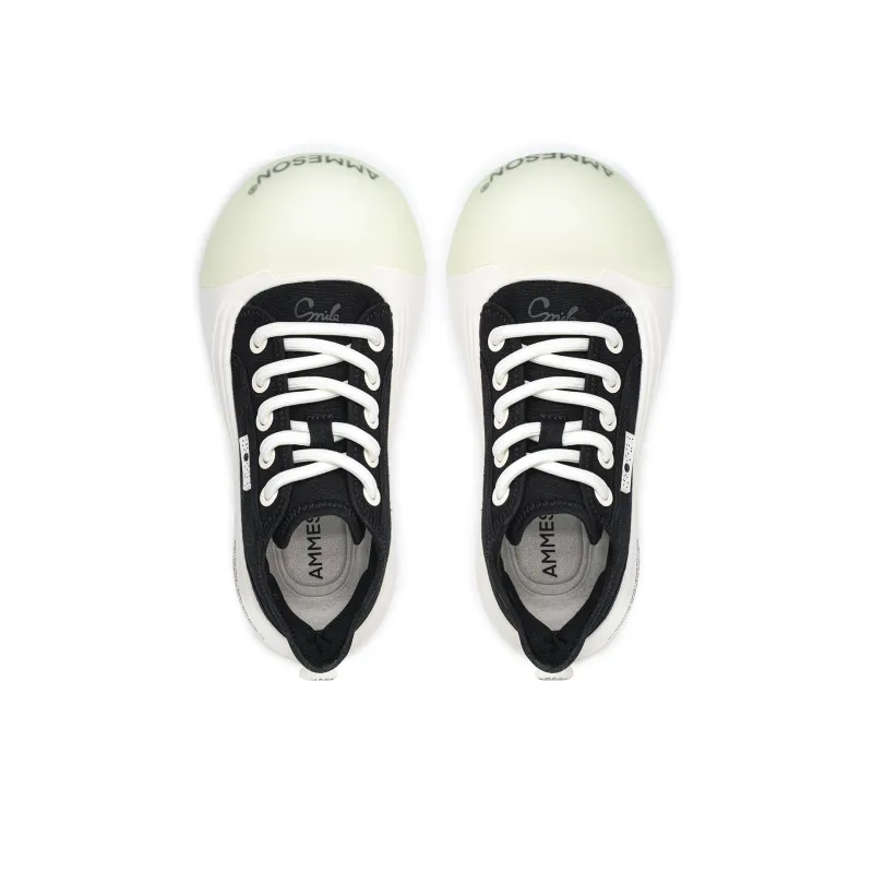 AMMESON Anti Slip Wear Resistant Low Top Skateboard Shoes Women's Black White-4