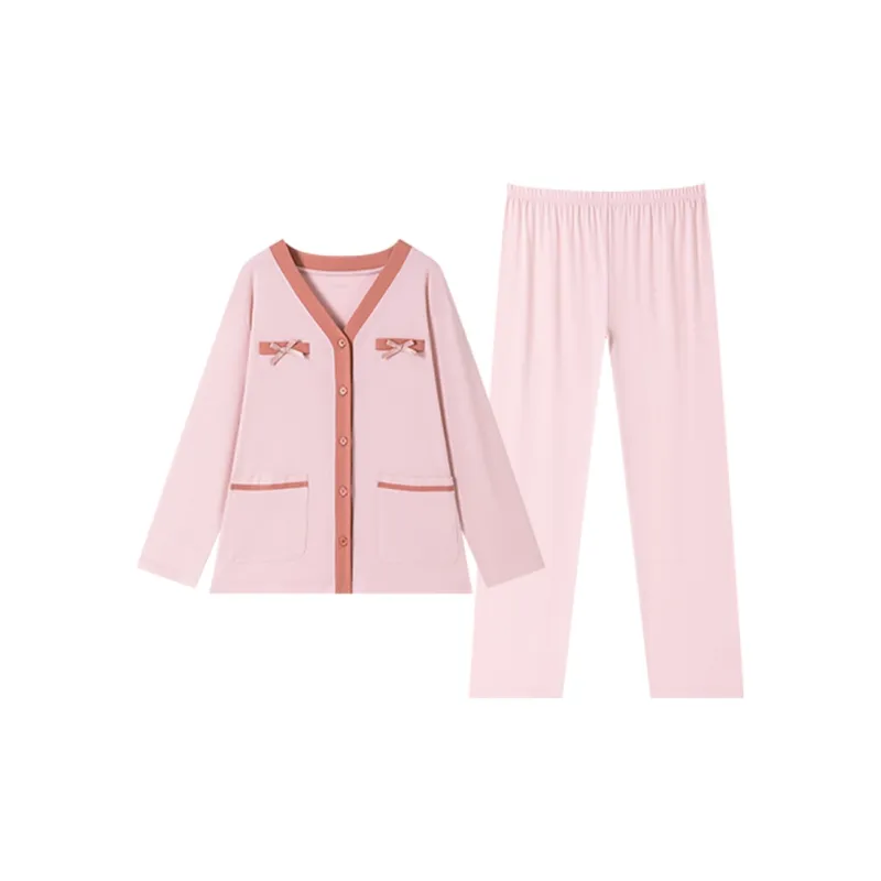Top Melon Pajama Set Women's Pink Collides With Red-0