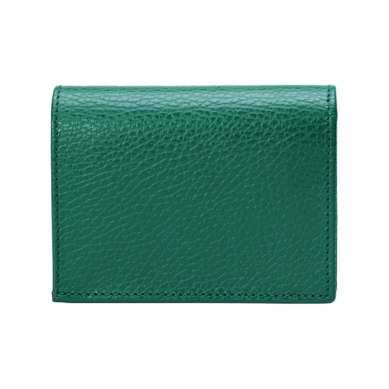 GUCCI GG Marmont Leather Card Holder Wallet Women's Green-2