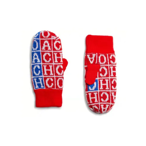 COACH Knit Gloves Women's Blue Red