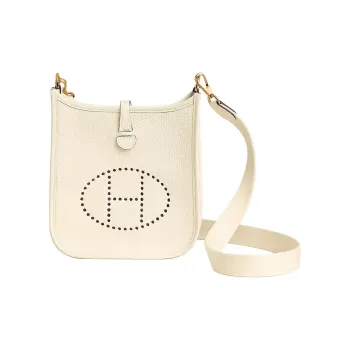 HERMES Evelyne Clemence Leather Shoulder Bag Crossbody Bag Mini Women's Nata Cream White