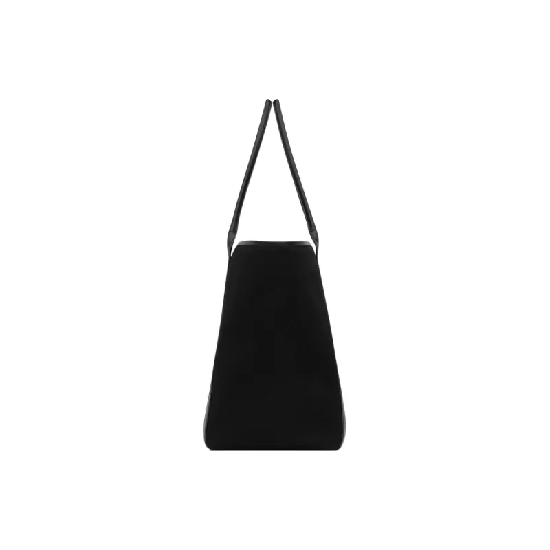 SAINT LAURENT Fabric Cow Leather Patchwork Tote Bag Shopping Bag Handbag Shoulder Bag Men's Black-3
