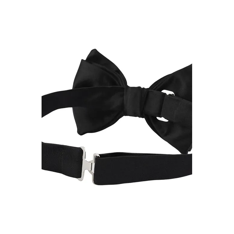 EMPORIO ARMANI Knotted Bow Tie In Micro textured Pure Silk-1