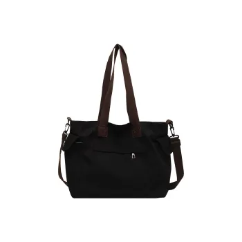 Travel Canvas Shoulder Bag Tote Bag Regular Women's Black/Khaki/Ecru