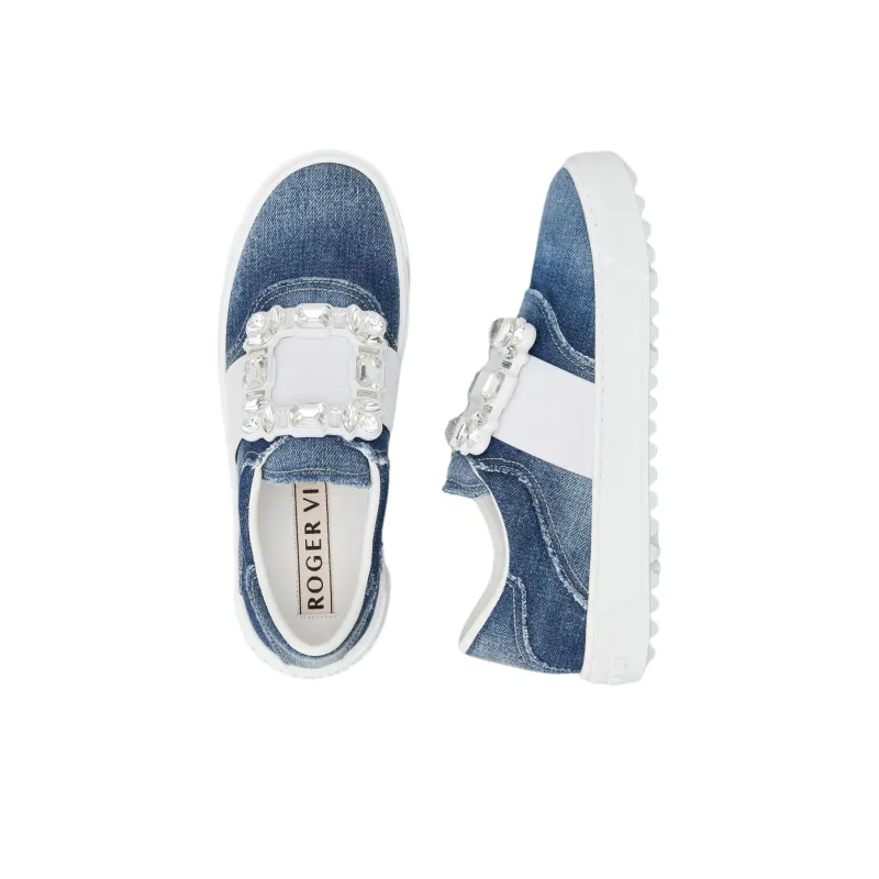 Roger Vivier Very Vivier Low Top Skateboard Shoes Women's Blue-2