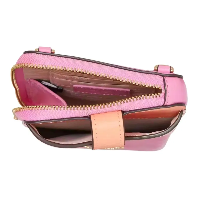 Kate Spade Saffiano Leather Cell Phone Pouch Shoulder Bag Crossbody Bag Women's Purple Coneflower With Multiple Flowers-3