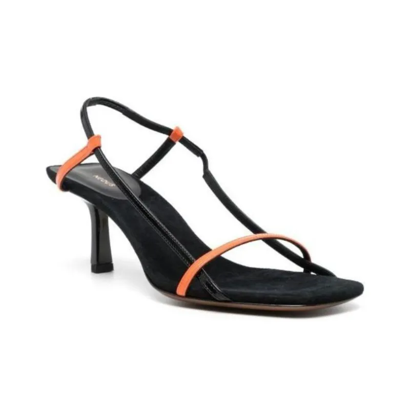 NEOUS One Strap Sandals 6.5cm Women's Black Orange-2