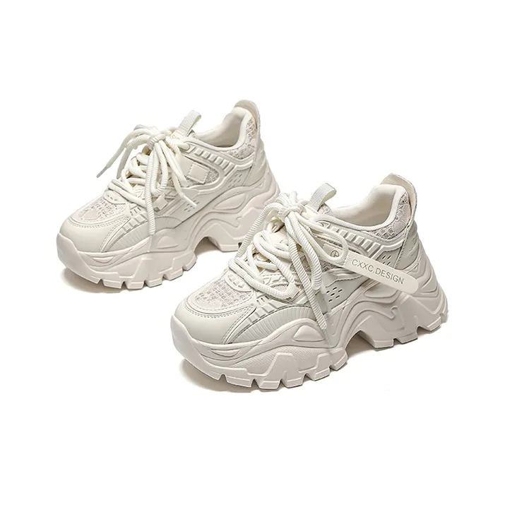 WOOS BOBO Breathable Lightweight Height Increasing Low Top Chunky Sneakers Women's-2