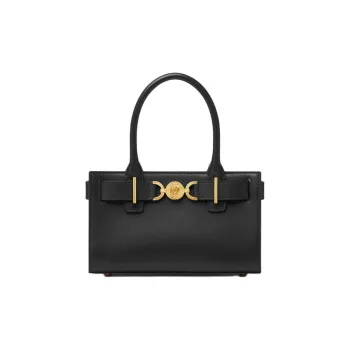 FANSIZHE Medusa '95 Leather Tote Bag, Shopping Bag, Handbag Small Size Women's Black & Gold