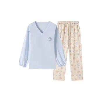 Top Melon Pajama Set Women's Jelly Blue Smashing Tranquil Flower