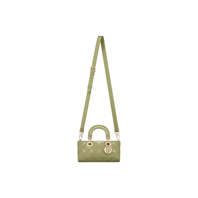 DIOR Lady D-JOY Calfskin Shoulder Bag Crossbody Bag Handbag Small Size Women's Cactus Green-5