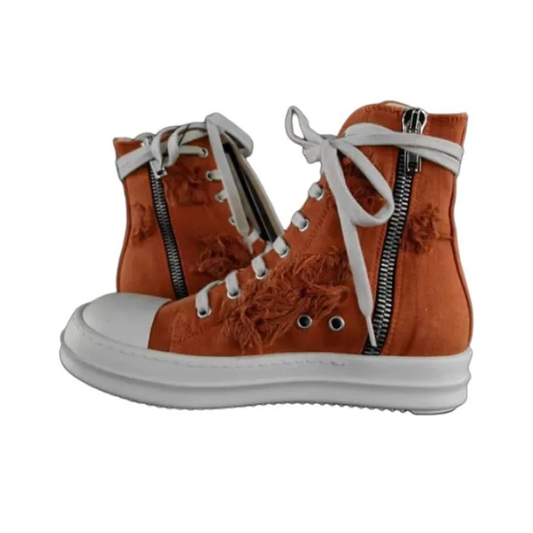 Rick Owens DRKSHDW High-Top Stylish Skateboarding Shoes Women's Orange-4