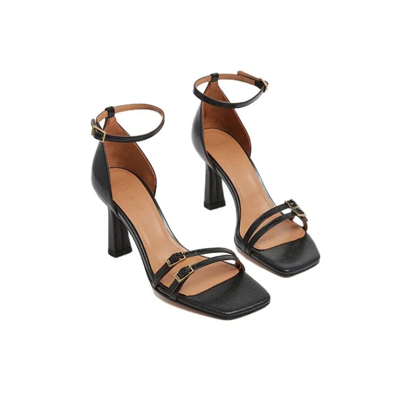 FLATTERED One Strap Sandals 8cm Women's Black-3