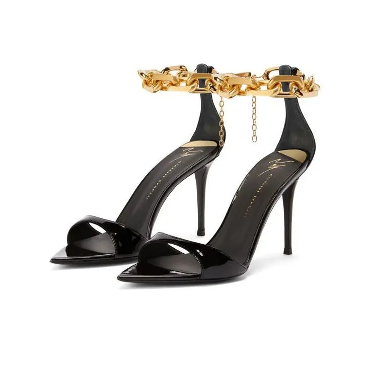 Giuseppe Zanotti 90mm Chain-trim Leather Sandals Women's-3