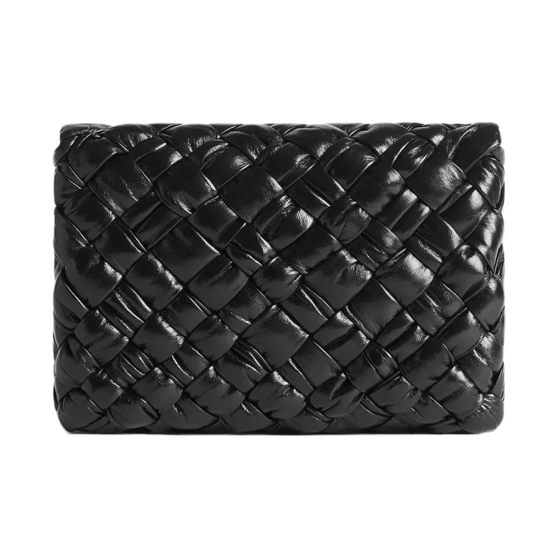 Bottega Veneta Cow Leather Messenger Bag Shoulder Bag Crossbody Bag Small Size Men's Black-2