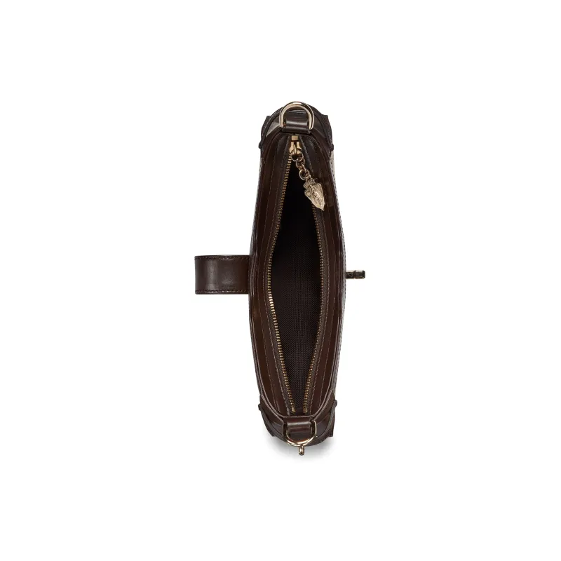 GUCCI Original GG Canvas With Leather Trim Crossbody Bag, Shoulder Bag Women's Beige & Ebony-6