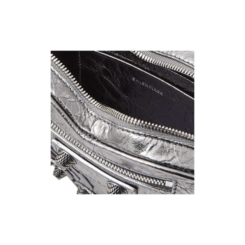Balenciaga Le Cagole Pleated Leather Heart-Shaped Bag Shoulder Bag Crossbody Bag Mini Women's Silver-2