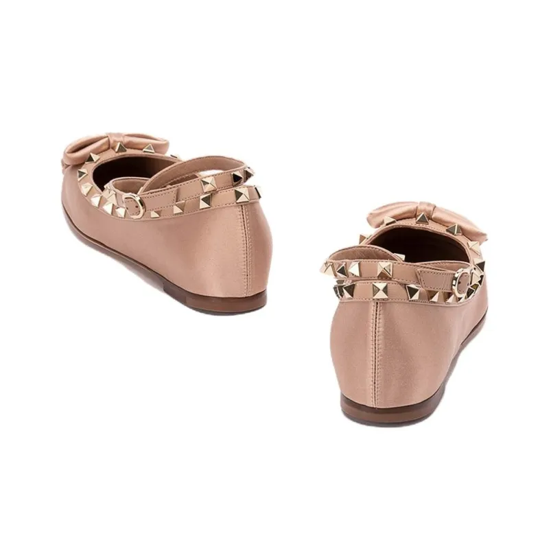 Valentino Garavani Rockstud Round Toe Ballerina Shoes Women's-5
