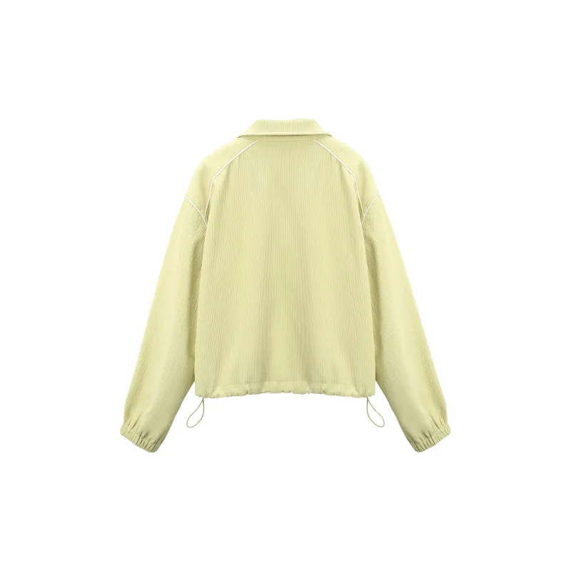 A Paradise For Awakening Cropped Coat Women's Yellow Green-1