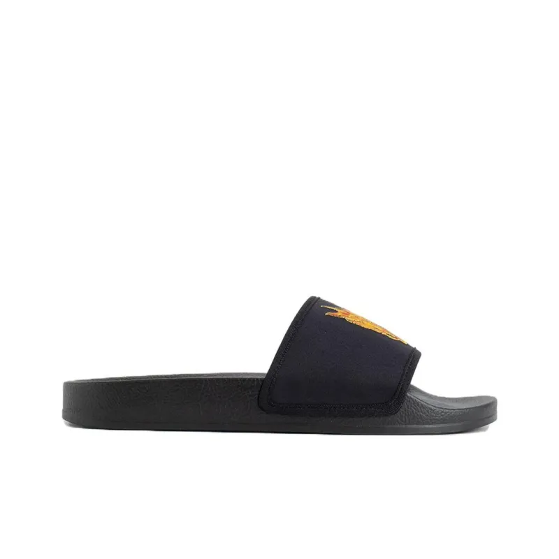PALM ANGELS Monogram Pool Sliders Black-1