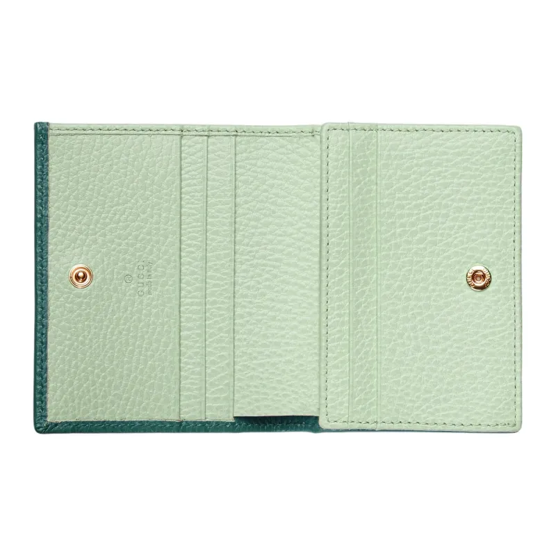 GUCCI GG Marmont Leather Card Holder Wallet Women's Green-3
