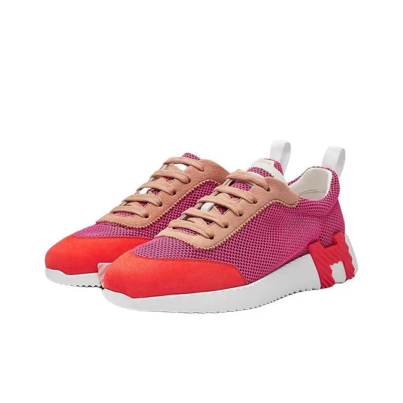 HERMES Bouncing Cushioning, Slip Resistant, Abrasion Resistant, Breathable Low Top Casual Shoes Women's Red-2