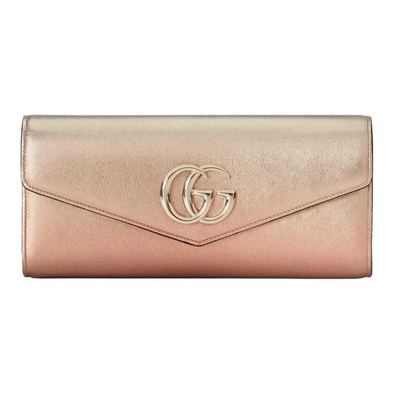 GUCCI Broadway Lurex Leather Clutch Women's Copper-0