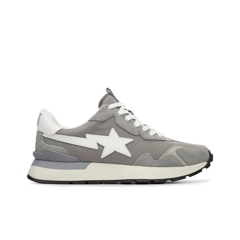 A BATHING APE ROAD STA EXPRESS Anti Slip And Wear Resistant Lightweight Low Top Casual Shoes Men's Gray White-1