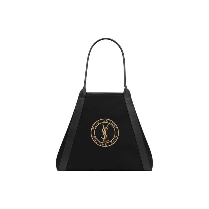 SAINT LAURENT Fabric Cow Leather Patchwork Tote Bag Shopping Bag Handbag Shoulder Bag Men's Black-1