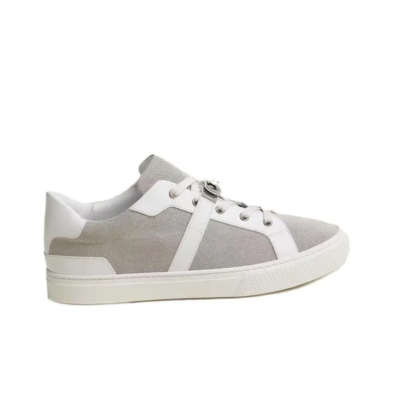HERMES Day Low Top Stylish Skateboarding Shoes Men's Gray White-1