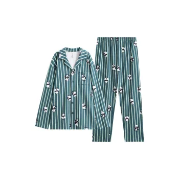 FENTENG Pajama Set Men's Dark Green Bars